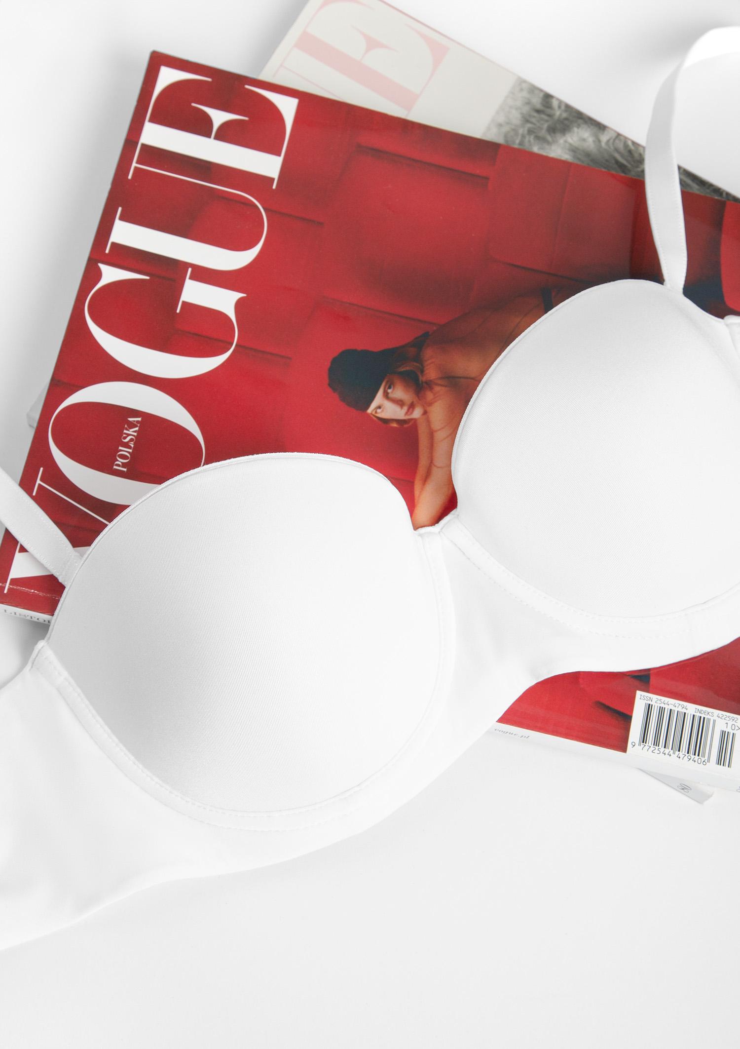Biustonosz bardotka typu bandeau z białymi gładkimi miseczkami Plus 2550 Sielei