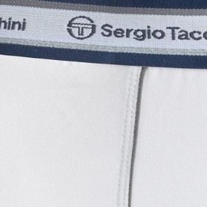 Bokserki męskie bawełniane białe z zewnętrzną gumą melanżowa lamówka 9000 Sergio Tacchini