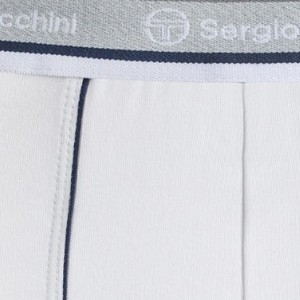 Bokserki męskie bawełniane białe z zewnętrzną gumą granatowa lamówka 9000 Sergio Tacchini