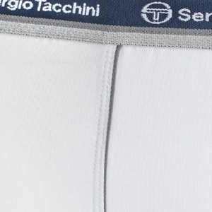 Bokserki męskie bawełniane białe z zewnętrzną gumą ciemno szara lamówka 9000 Sergio Tacchini