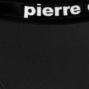 Majtki damskie brazyliany bawełniane czarne z logo w pasie Mandorla Pierre Cardin