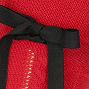 Zakolanówki damskie czerwone ażurowe ze wstążką Milena