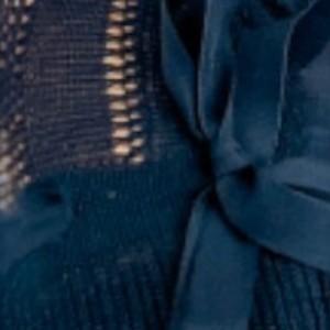 Zakolanówki damskie granatowe ażurowe ze wstążką Milena