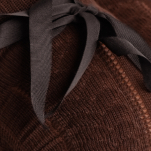 Zakolanówki damskie brązowe ażurowe ze wstążką Milena