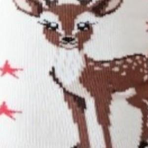 Skarpetki damskie w gwiazdki z uroczym jelonkiem kremowe Milena