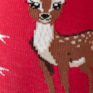 Skarpetki damskie w gwiazdki z uroczym jelonkiem czerwone Milena