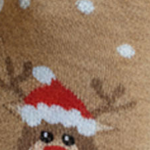 Skarpetki świąteczne damskie renifery i prezenty beżowe Milena