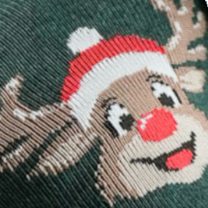 Skarpetki męskie świąteczna zielone Uśmiechnięte Renifery Milena